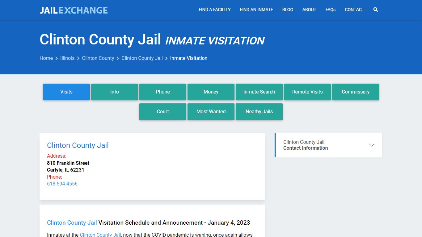 Inmate Visitation - Clinton County Jail, IL - Jail Exchange